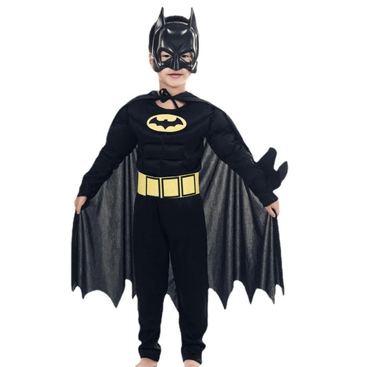 Cartoon Heroes Cosplay Costumes Boys Jumpsuit Bat Costume Set With Cardigan Mask Men Halloween Carnival Girls Party Gifts