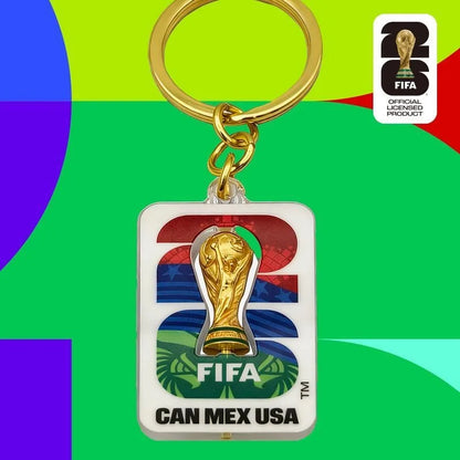Official Licensed FIFA 2026 World Cup USA Canada Mexico 3D Rotatable Golden Trophy Three Nations Keychain Souvenir Pendant