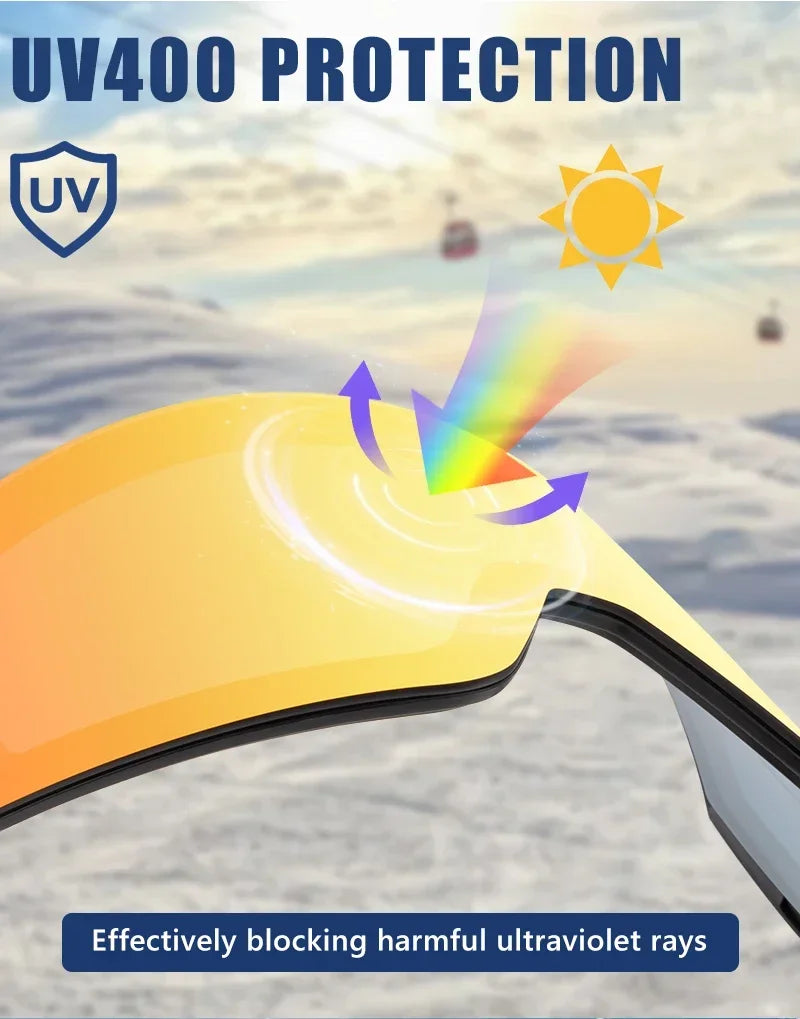 Kapvoe Photochromic Ski Goggles Magnetic Anti-Fog Lenses UV400 Protection Men Women Ski Goggles Winter Sports Eyewear