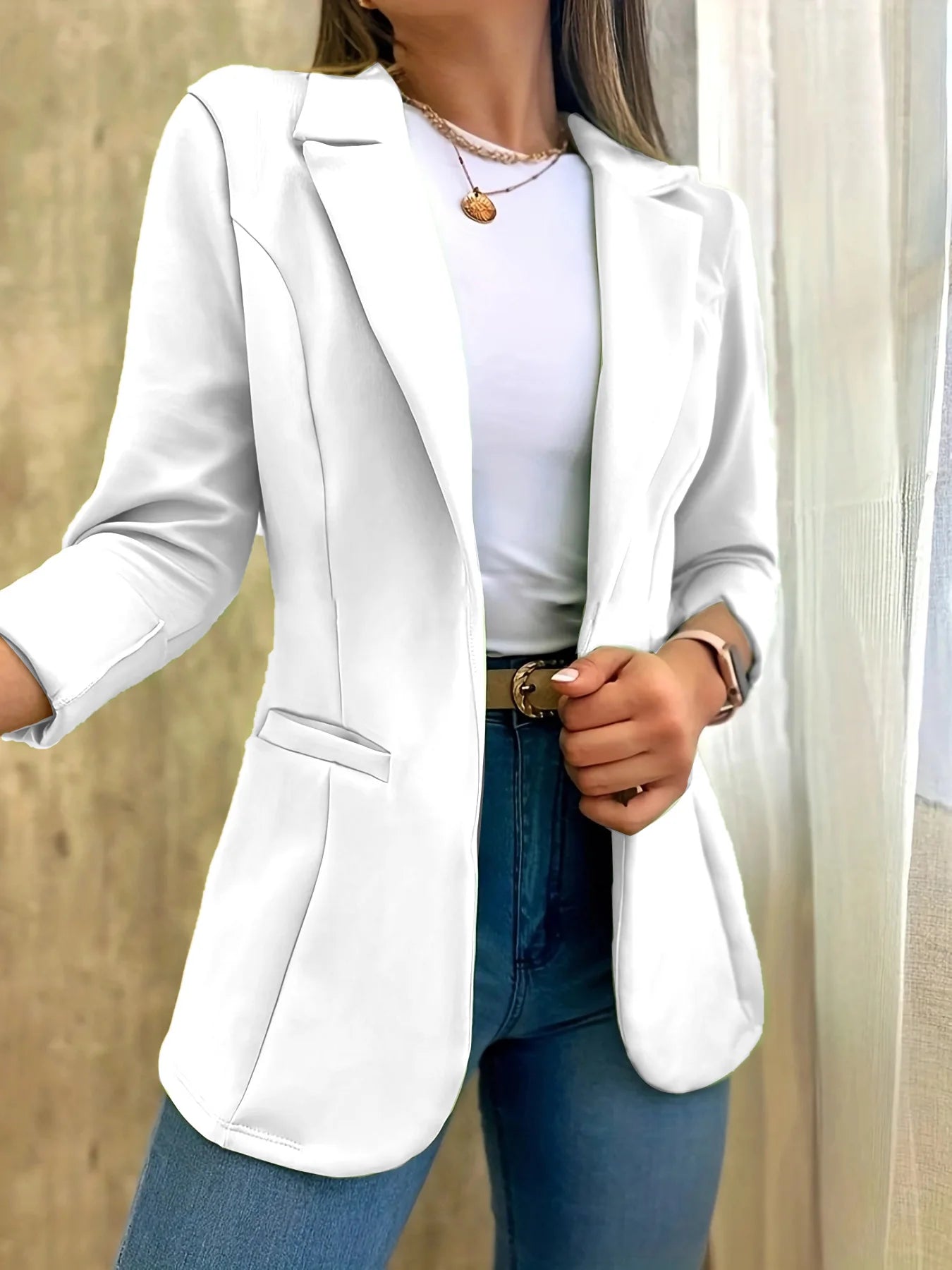 Elegant Corset Suit Blazer Top for Women Collar Open Front Jacket Coat