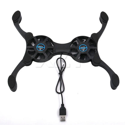 1PC Foldable USB Cooling Fan CPU Cooler Mini Octopus Notebook Cooler Pad Quiet Stand Double Fans for 7-15 inch Notebook Laptop