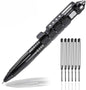 Military Tactical Pen, Professional Self Defense Pen, Emergency Glass Breaker Pen - Tungsten Steel, Writing Tool with 6 Refill