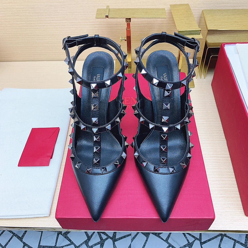 luxury Brand women Gladiator sandals Summer 2025 Trend Women's Heeled sandals Party Rivet High Heels Fashion Ladies Shoes Women