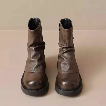 New Women's Platform Ankle Boots - Buckle Detail Retro Chunky Heel Booties,Fall/Winter Fashion Low-Cut Boots