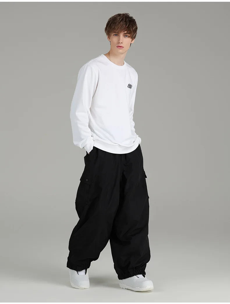 Ski Pants Elastic Waist Snowboard Wear Women Men Casual Solid Snow Pants Baggy Hip Hop Ski Clothing Loose Hipster Snow Trousers