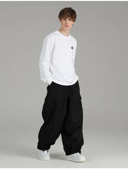 Ski Pants Elastic Waist Snowboard Wear Women Men Casual Solid Snow Pants Baggy Hip Hop Ski Clothing Loose Hipster Snow Trousers
