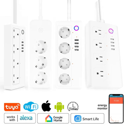 Smart socket WiFi Power Strip Multi Plug With 4 Plug 4USB Port Compatible With alexa google home Smart home Tuya Smart smartlife