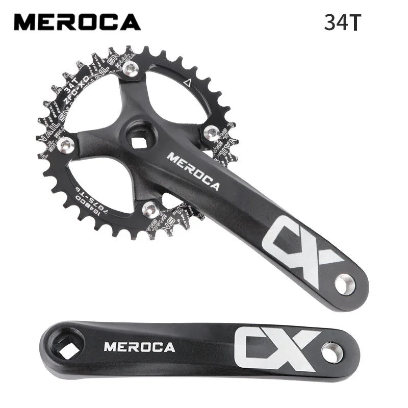 MEROCA Bicycle Crank Chainwheel 104BCD Bike Crankset Aluminum Alloy with Bottom Square Hole 170mm Crank 32/34/36/38/40/42T Plate