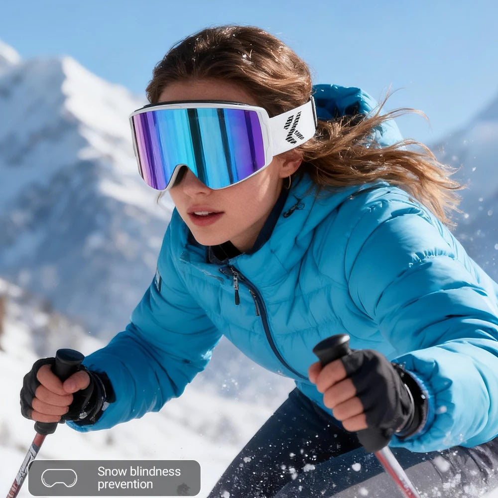 KAPVOE Ski goggles Anti-fog Skiing goggles Photochromic Outdoor Sports Magnetic Glasses Winter Snowboard Snowmobile Equipment