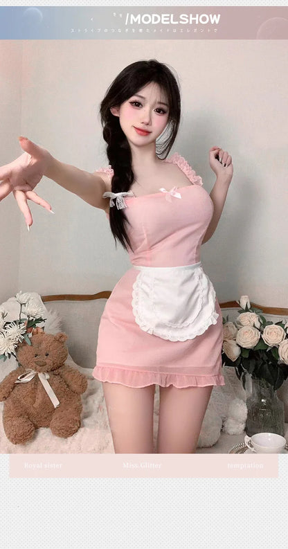 Cosplay clothing Milk flavored pure maid dress apron bow tie lace girl kawaii suspender dress sexy costume women night appeal