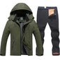 Men's Ski Suit Winter Waterproof Snowboard Wear Set Outdoor Men Snow Fleece Jackets Pants Overalls For Husband Windproof Hooded