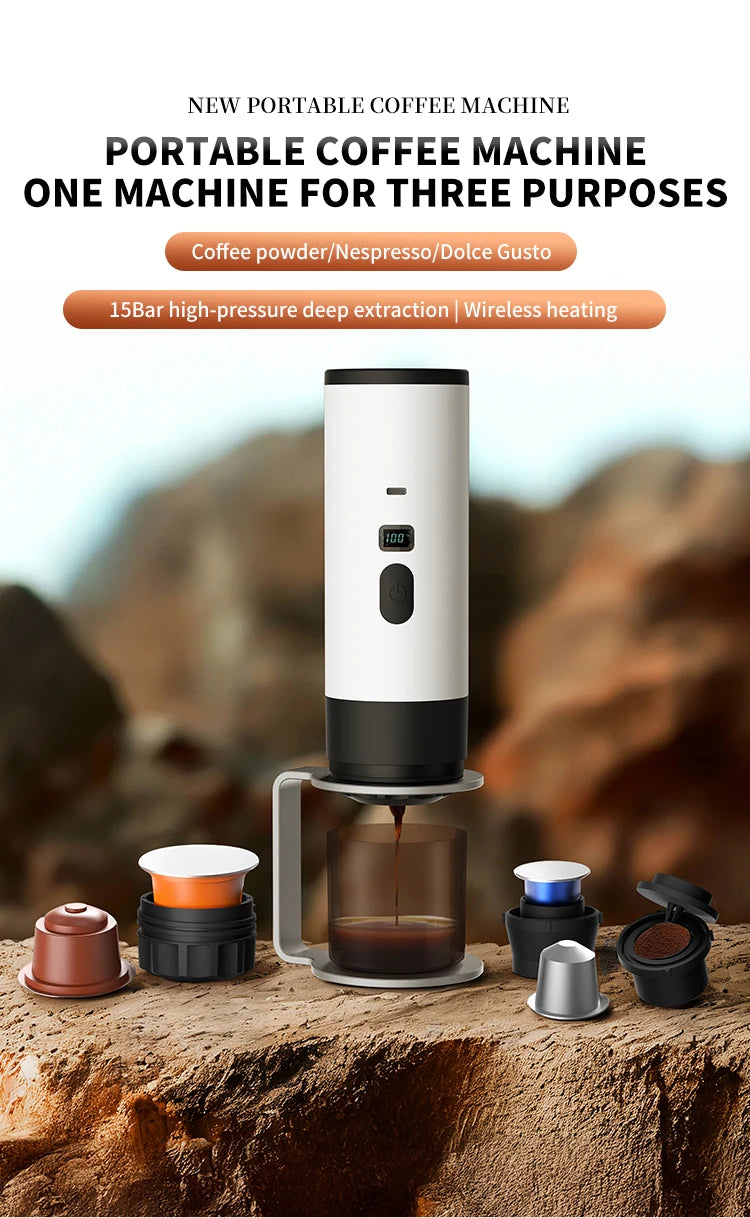 Xiaomi Youpin Coffee Machine Wireless Electric Portable Espresso Coffee Machine Camp Digital Display Capsule Powder Coffee Maker