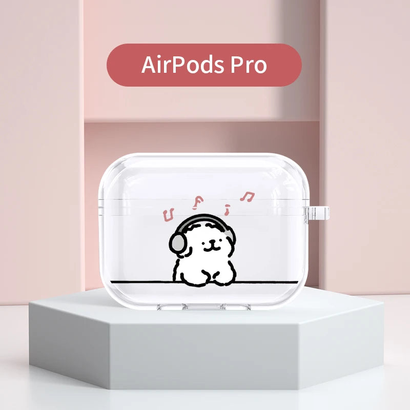 Cute Puppy Pattern Dog Earphone Cases for Apple AirPods4 1/ 2/ 3/ Pro Protective Cover Headphone Accessorie Protective Box