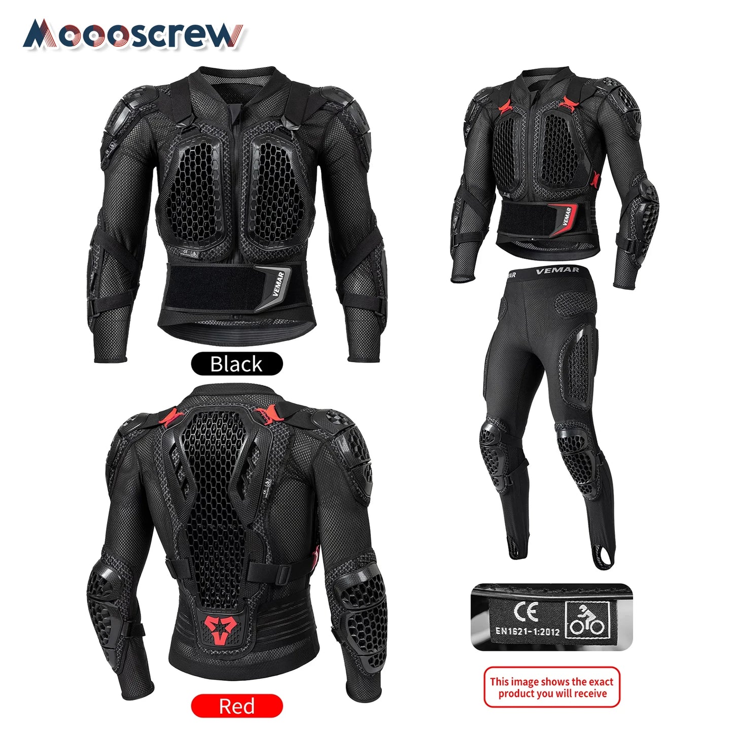Off-Road Motocross Suit, Motorcycle Armor Jacket & Pants Set with Chest Back Guard, Breathable Protective Gear for Summer Riding