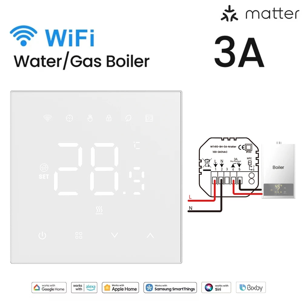 AVATTO Tuya Matter Smart Thermostat WiFi WaterGas Electric Floor Heating Temperature Controller For Alexa Google Apple Smartthin