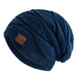 New Unisex Slouchy Winter Hats Warm Fleece Lined Beanie Cap Men Women Casual Label Decor Winter Mixed Color Knitted Hats