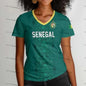 Women's Senegal Football Jersey V-Neck Tee African Team Pride Graphic Print Casual Breathable Sportswear Summer World Cup Fan Ge