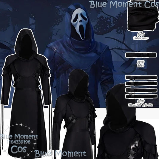 The Ghost Face Game Dead by Daylight Cosplay Disfraz mujer Black Costume Gothic Man Suit Full Set Halloween Carnival Customized