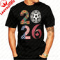 2026 USA Canada Mexico Soccer T-Shirt Cotton Shirt Tribal & Flag Graphic Tee, Ideal Gift for North American Football Enthusiasts