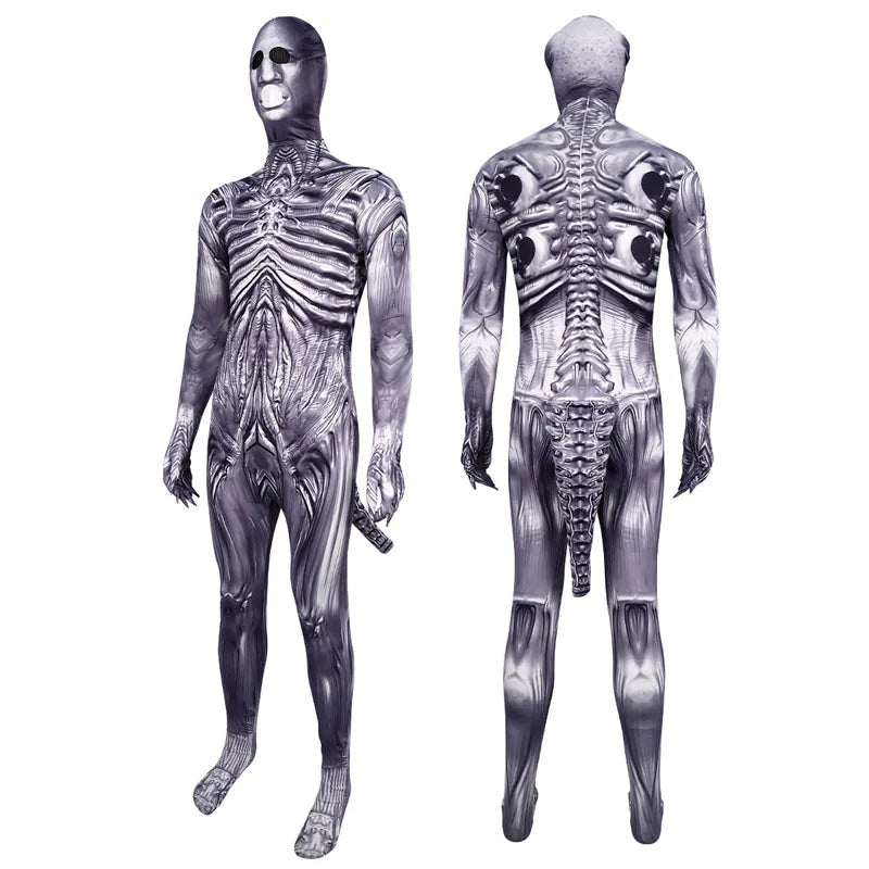 Halloween Adult Alien Xenomorph 3D Print Bodysuit Costumes Scary Suit Kids Alien Romulus Cosplay Jumpsuit Mask Tentacles Disfraz
