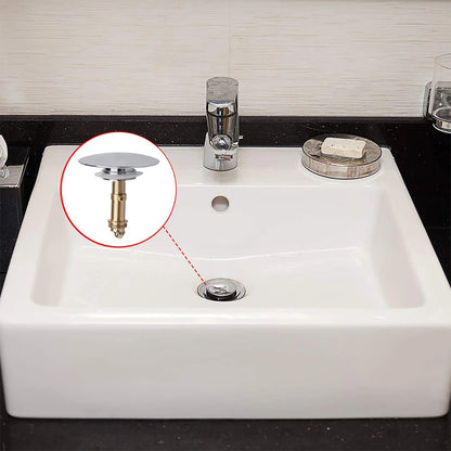 Brass Chrome Pop Up Basin Waste Drain Filter Bathroom Sink Push Button Click Clack Plug Hair Catcher Bathtub Drain Stopper