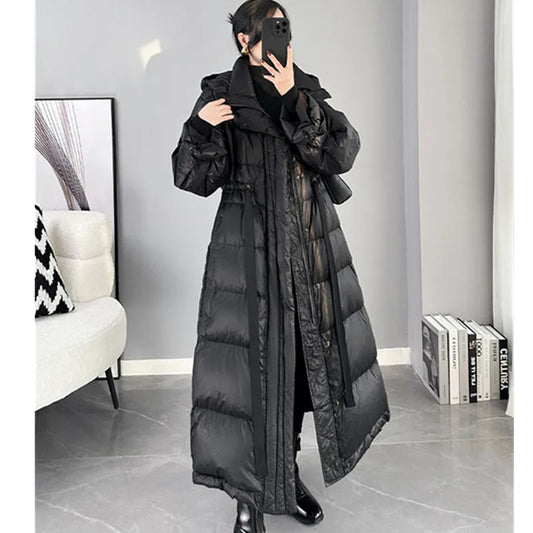 2025 New Women's Winter Black Down Jacket Women's Hooded White Duck Down Coat Windbreak Women Thicken Parker Overcoat