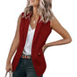 2023 Autumn New Style Sleeveless Solid Color Suit Collar Loose Cardigan Women's Wear