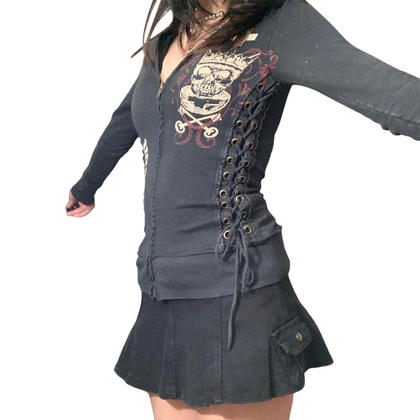 Women s Spring Autumn Casual Bandage Hoodie Long Sleeve Pattern Print Zipper Outerwear