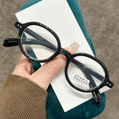 Retro Small Frame Presbyopia Glasses Oval Frame Green Tortoiseshell Reading Glasses Blue Light Blocking Eye Protection Eyewear