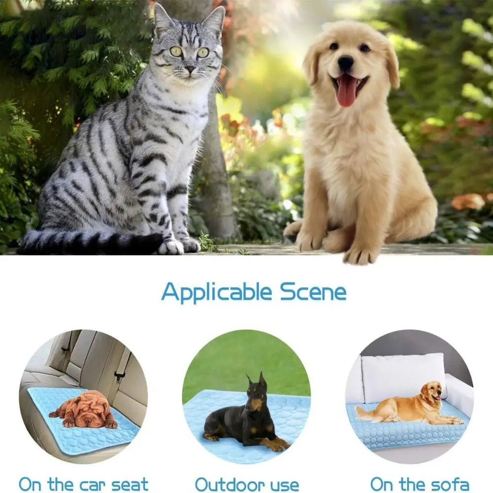 Dog Cooling Mat Summer Pad Mat For Dogs Cat Ice Silk Blanket Sofa Breathable Pet Dog Bed Summer Washable For Small Large Dog Cat