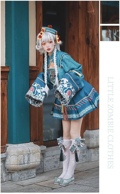Vampire Easter Zombie Costume Cosplay Women Lolita Dress Hat Wig Anime Maid Chinese Carnival Party Gothic Clothes Skirt Outfit