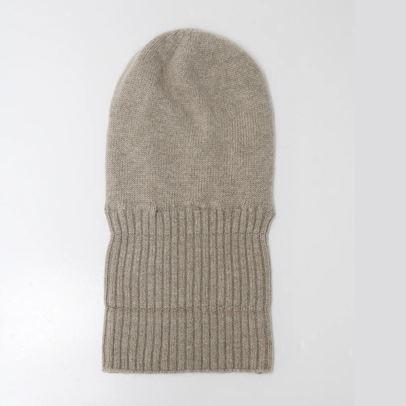 100%Cashmere Beanie Hat for Women's Winter Satin Lined Knitted Solid Skullies Cap Silk Lining Soft Warm Slouchy Bonnet