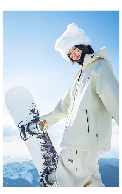 John snow 2024 New Male female couple Single and double board Ski suit set Loose type waterproof keep warm Ski pants ski jackets