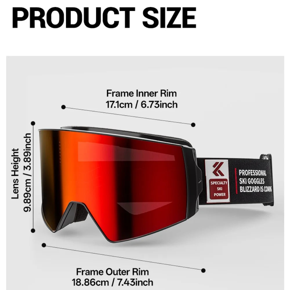 Kapvoe Snow Ski Goggles Snowboarding  Skiing Mask for Men Women Anti-Fog Lens Kit UV400 Protection Snowmobile Glasses Motorcycle