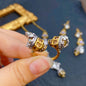 HUANZHI Retro Skeleton Hands Zircon Drop Earrings for Woman Hip-hop Golden Crown Skeleton Dangle Earrings Jewelry Wholesale Gift