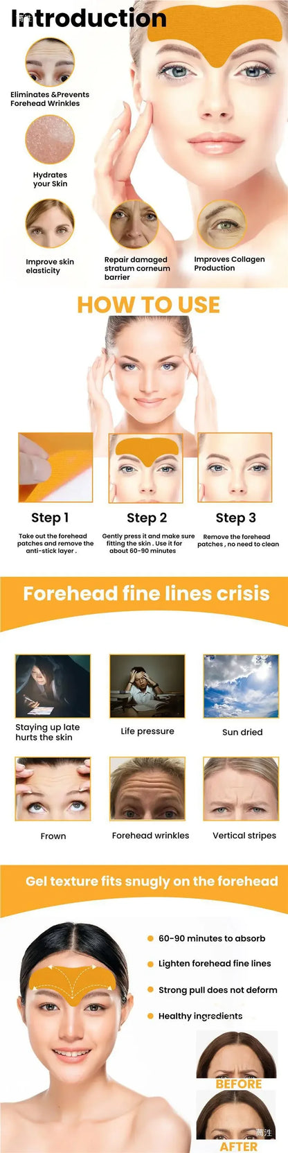 Forehead Wrinkle Patch Lightening Forehead Wrinkle Anti-wrinkle Firming Mask Frown Treatment Stickers Anti-aging Face Skin Care