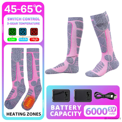 New Heated Socks for Men Women Rechargeable 6000mah Battery Electric Socks Winter Foot Warmer Outdoor Skiing Hunting Fishing