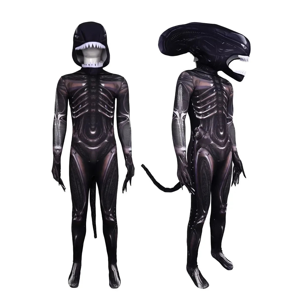 Alien Xenomorph Costume Kids Adult Sci-Fi Movie Romulus Head Mask Suit Scary Space Monster Outfit for Halloween Cosplay Costume