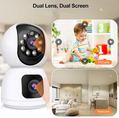 8MP Dual Lens Tuya 5G WIFI IP Camera 4K HD Dual Screen PTZ Home Security Camera Auto Tracking Indoor Wireless Video Surveillance