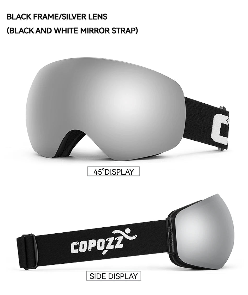 Frameless Anti-Fog Ski Goggles Night Lens Box Set 100% UV400 Protection Ski Snowboard Anti-Slip Strap Snow Goggles for Men Women