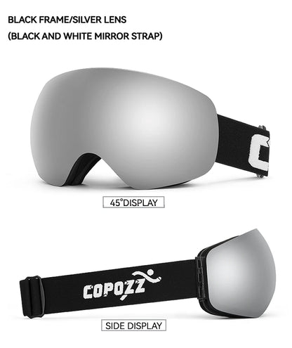 Frameless Anti-Fog Ski Goggles Night Lens Box Set 100% UV400 Protection Ski Snowboard Anti-Slip Strap Snow Goggles for Men Women