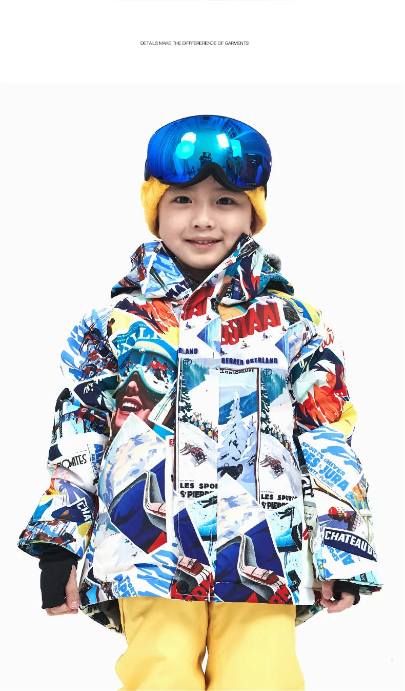 VECTOR Ski Professional Children's Ski Jacket Warm Waterproof Boys Girls Outdoor Skiing Snowboarding Winter Ski Kids