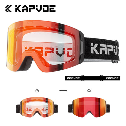KAPVOE Ski goggles Anti-fog Skiing goggles Photochromic Outdoor Sports Magnetic Glasses Winter Snowboard Snowmobile Equipment