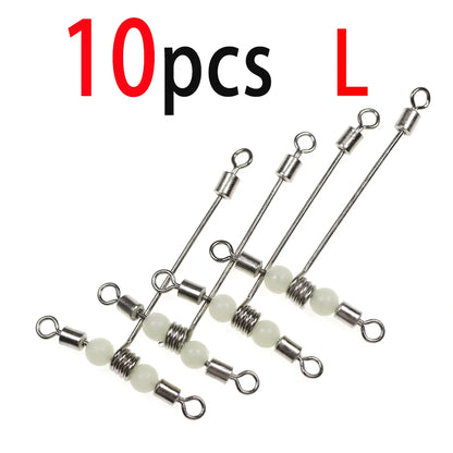 LIONRIVER Luminous Beads  T-Shape Rolling Fishing Swivels Cross-Line Barrel Swivel For Saltwater Fishing Line Rig Lure Connector