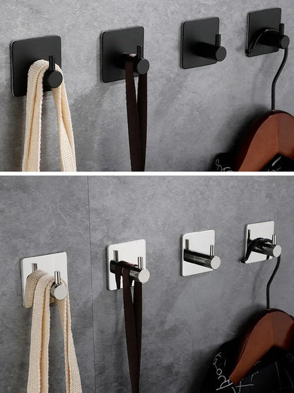 High Quality 304 Stainless Steel Self Adhesive Hooks Shower Bath Hook Kitchen Hanger Bathroom Hook Household Wall Hanger