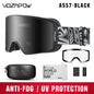 Vozapow Ski Goggles Magnetic Double Layer Anti Fog Professional Skiing Mask Men Women Super View Snowboard UV400 Snow Sunglasses