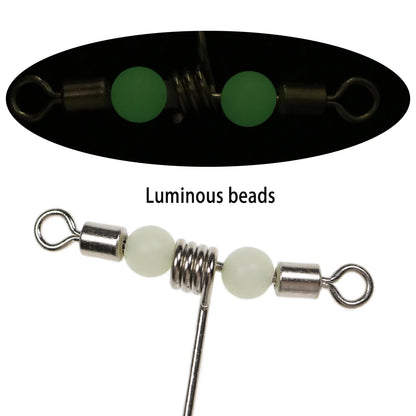 LIONRIVER Luminous Beads  T-Shape Rolling Fishing Swivels Cross-Line Barrel Swivel For Saltwater Fishing Line Rig Lure Connector