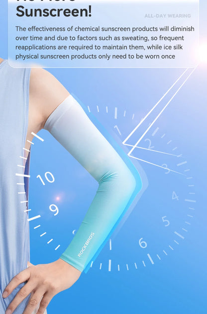 ROCKBROS Bicycle Arm Sleeves Ice Silk Sun UV Protection Sports Cycling Arm Sleeves Cover Breathable Running Fitness Arm Sleeves