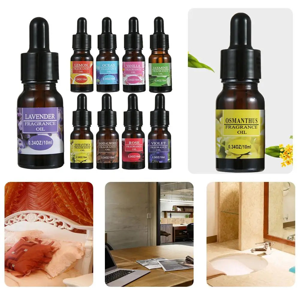 10ml Natural Plant Aromatherapy Oil 9 Flavors Essential Oils for Aroma Diffuser Air Humidifier Lavender Jasmine Sandalwood