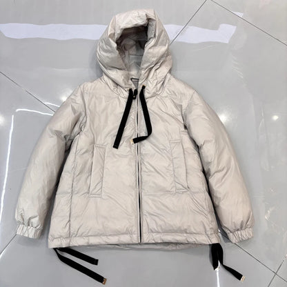 Schinteon Women's 90% White Duck down Jacket Casual Loose Oversize Autumn Winter Outwear with Hood Top Quality Coat 2025 New